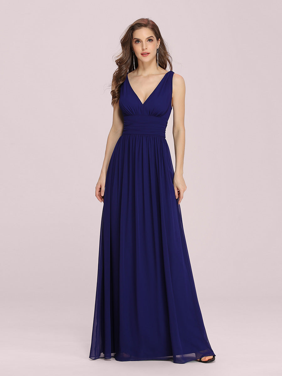 Elegant Double V-Neck Maxi Long Wholesale Bridesmaid Dresses