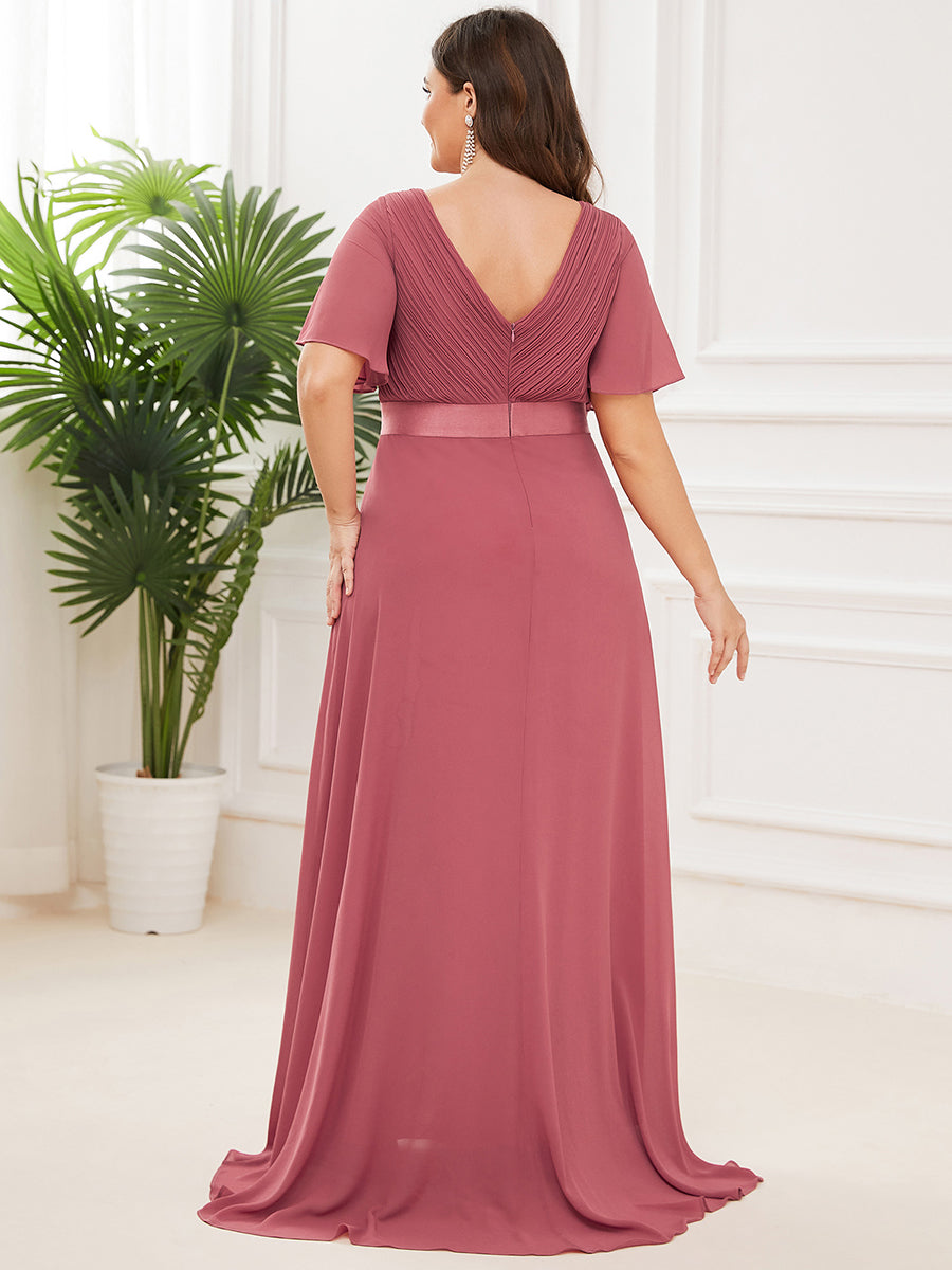 Glamorous Pretty Double V-Neck Ruffles Padded Wholesale Evening Dresses