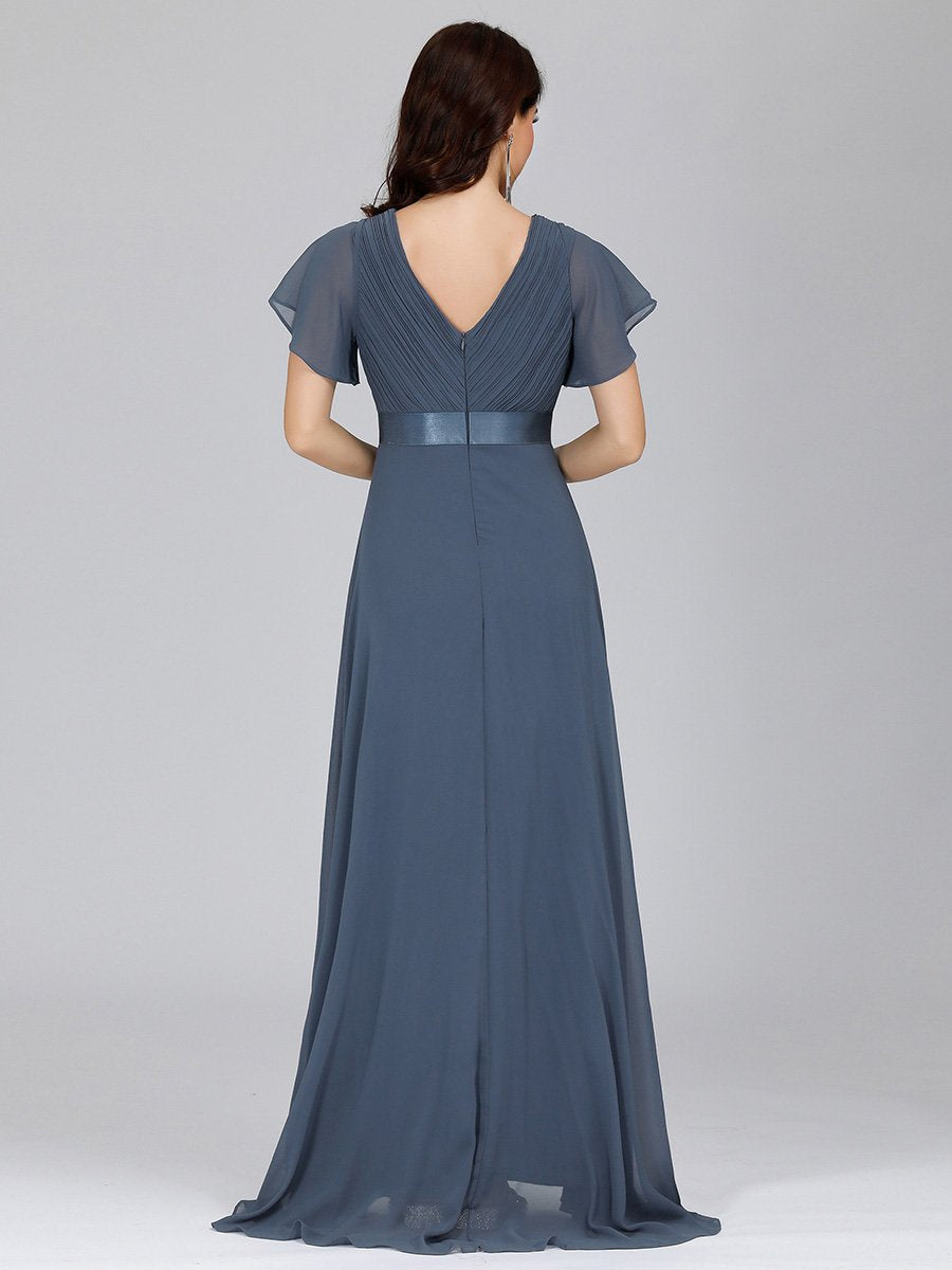 Glamorous Double V-Neck Ruffles Padded Wholesale Evening Dresses