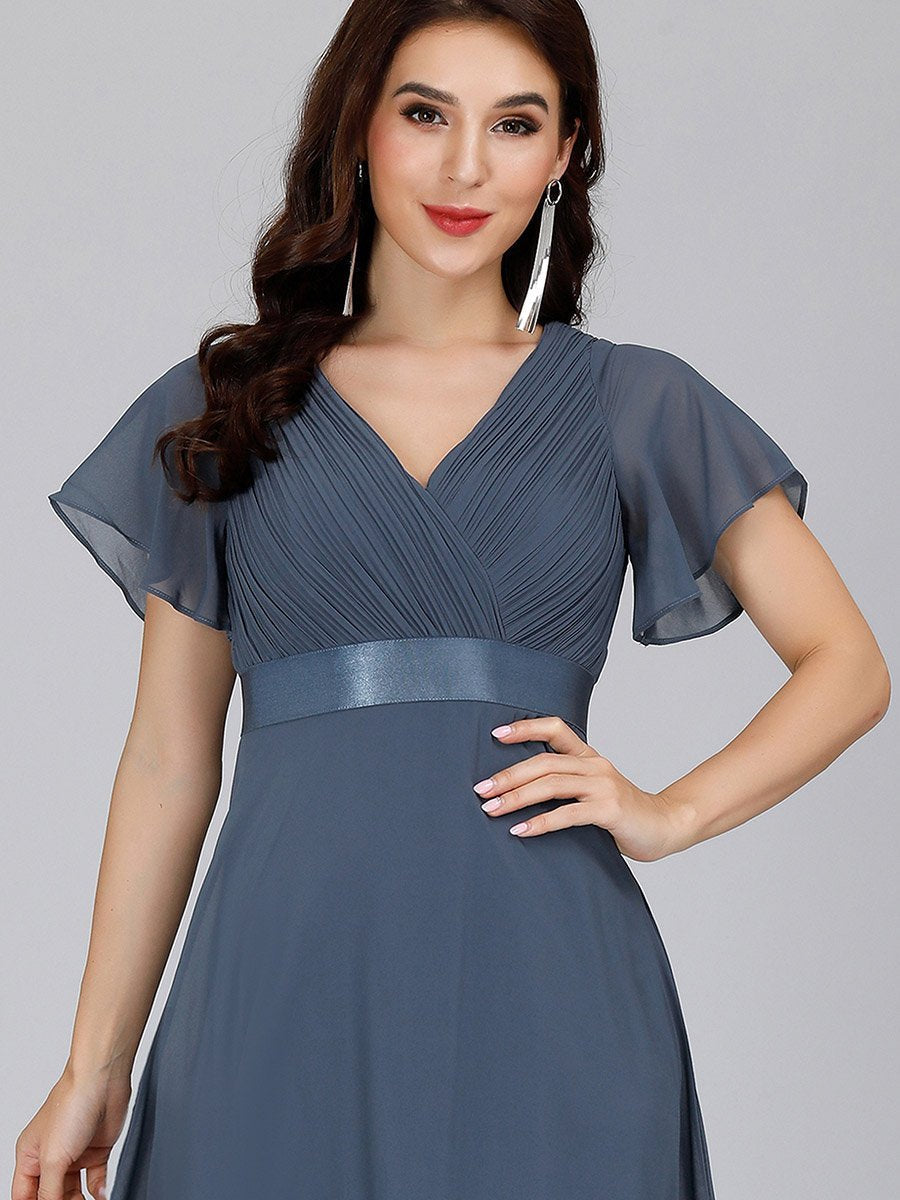 Glamorous Double V-Neck Ruffles Padded Wholesale Evening Dresses