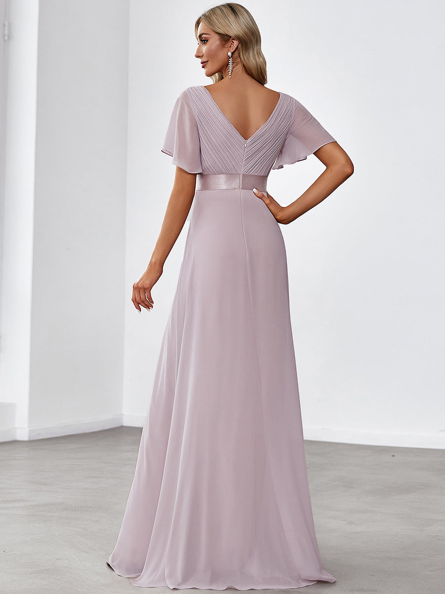 Glamorous Pretty Double V-Neck Ruffles Padded Wholesale Evening Dresses