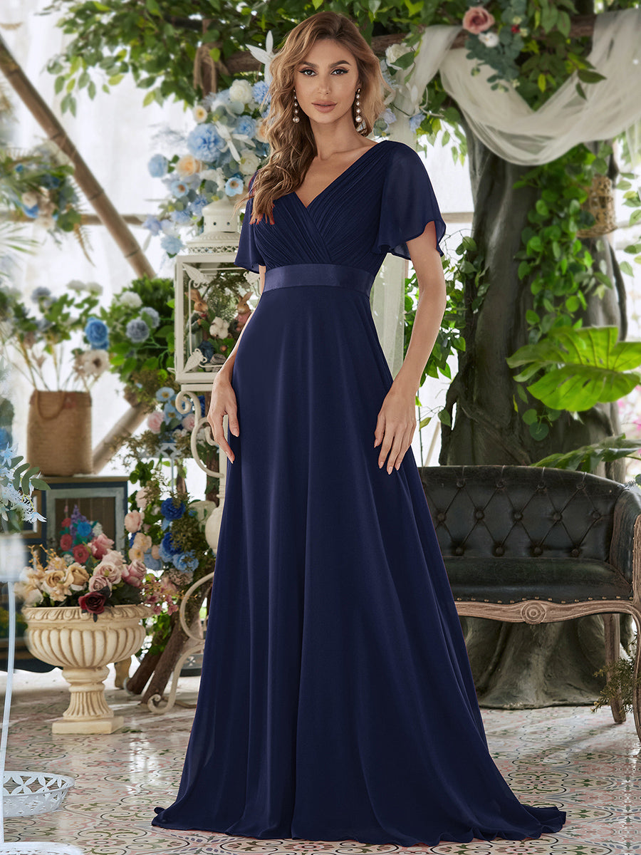 Color=Navy Blue | glamorous-double-v-neck-ruffles-padded-wholesale-evening-dresses-ep09890-2-Navy Blue 1