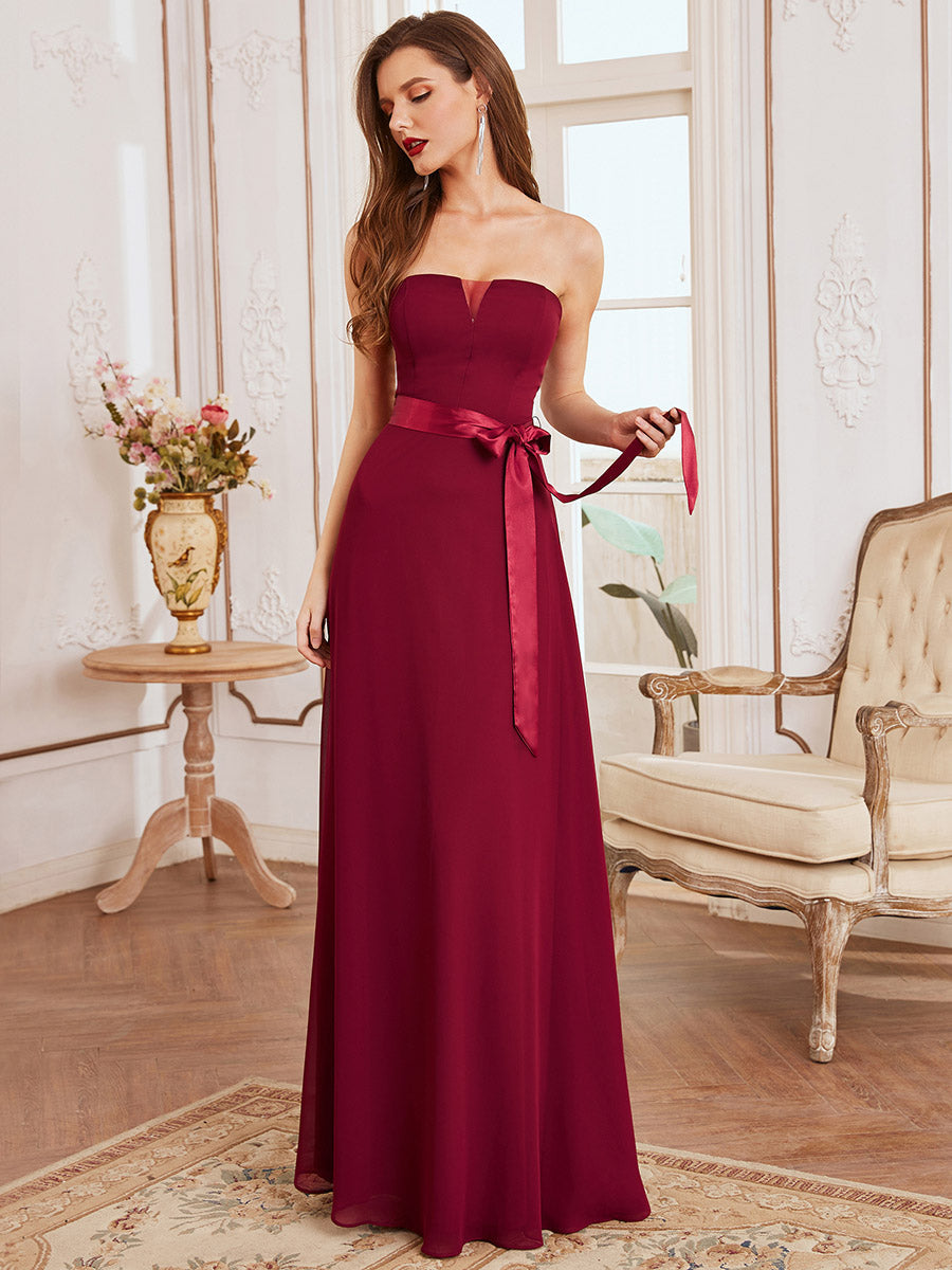 Simple Off Shoulder Wholesale Maxi Bridesmaid Dress