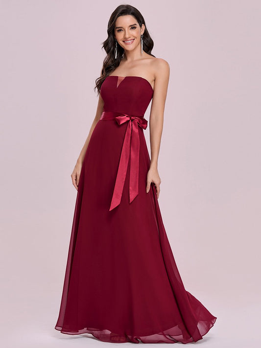 Color=Burgundy | Simple Off Shoulder Wholesale Maxi Bridesmaid Dress-Burgundy 1