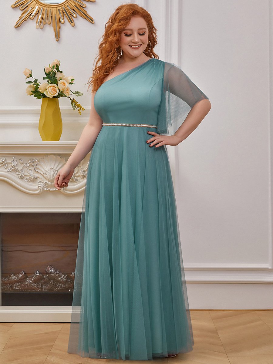 Wholesale Fashion Maxi One Shoulder Tulle Bridesmaid Dress