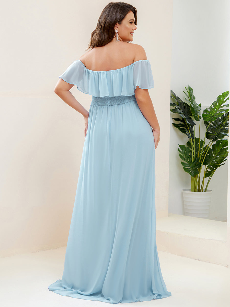 Women's Plus Size Ruffle Thigh Split Wholesale Bridesmaid Dresses