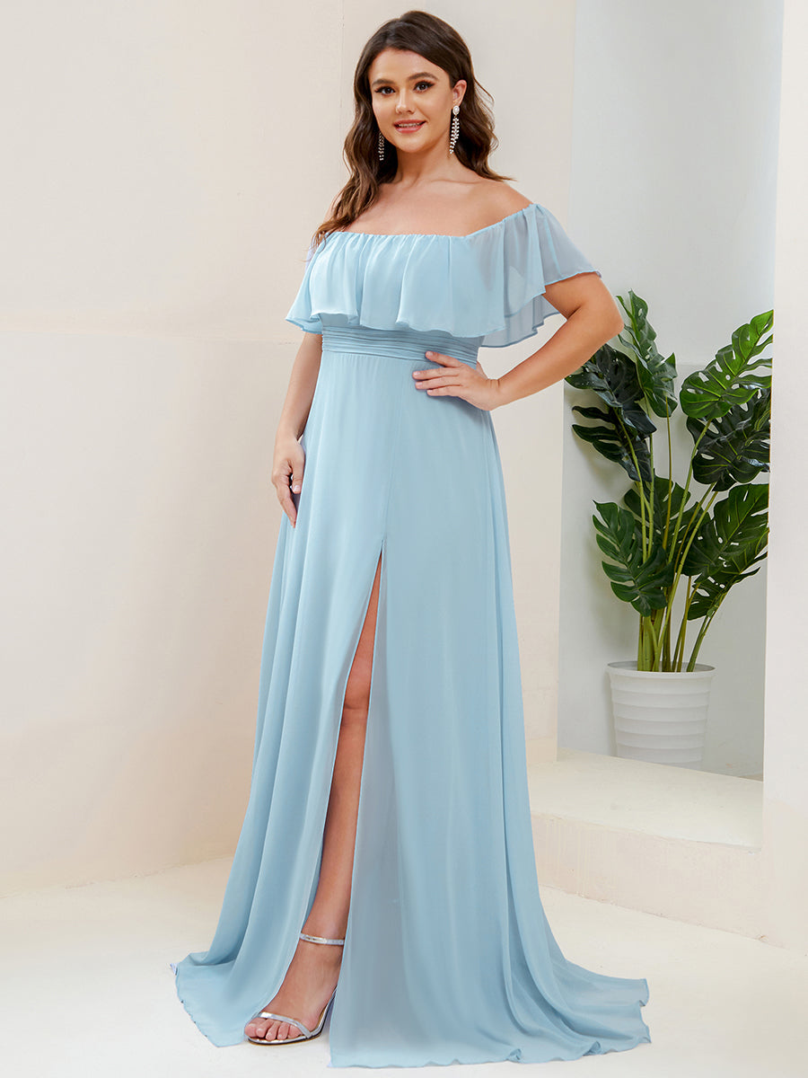 Women's Plus Size Ruffle Thigh Split Wholesale Bridesmaid Dresses