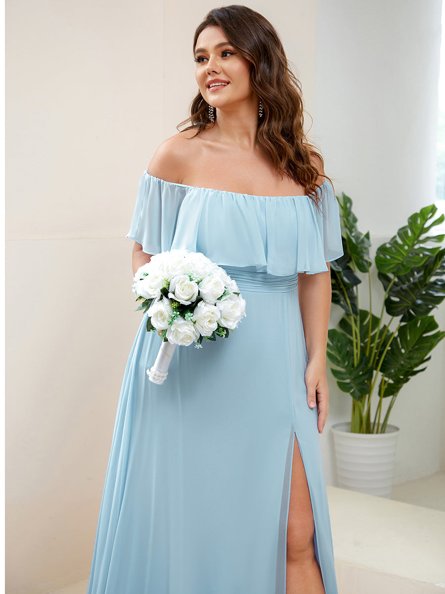 Women's Plus Size Ruffle Thigh Split Wholesale Bridesmaid Dresses