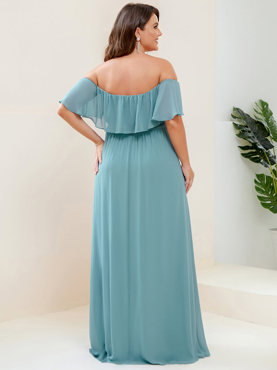 Women's Plus Size Ruffle Thigh Split Wholesale Bridesmaid Dresses