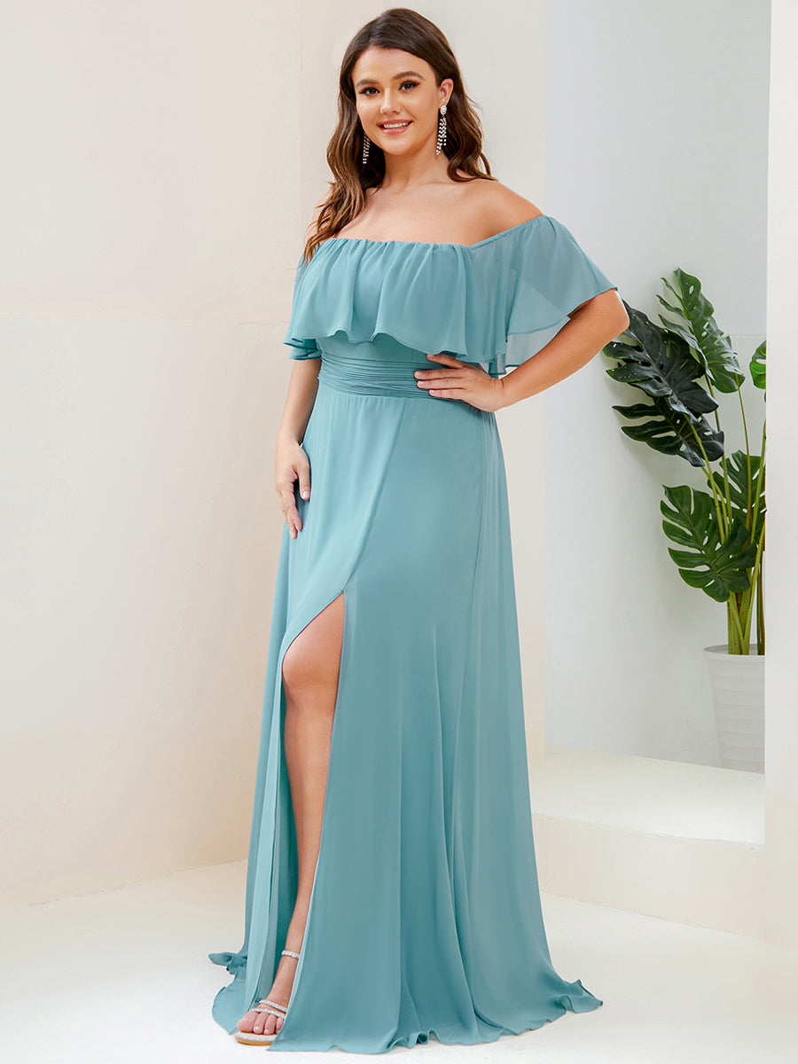 Women's Plus Size Ruffle Thigh Split Wholesale Bridesmaid Dresses