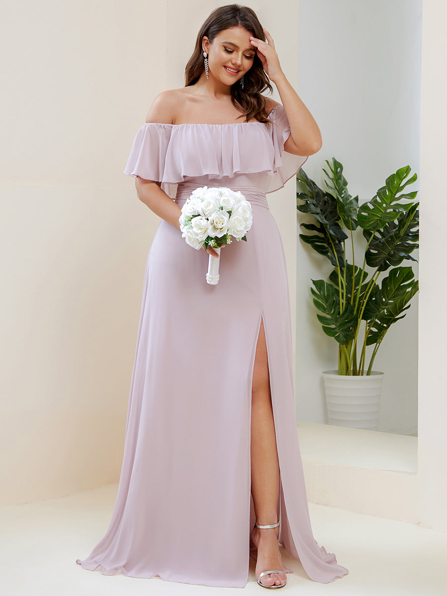 Women's Plus Size Ruffle Thigh Split Wholesale Bridesmaid Dresses