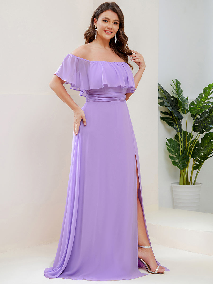 Women's Plus Size Ruffle Thigh Split Wholesale Bridesmaid Dresses