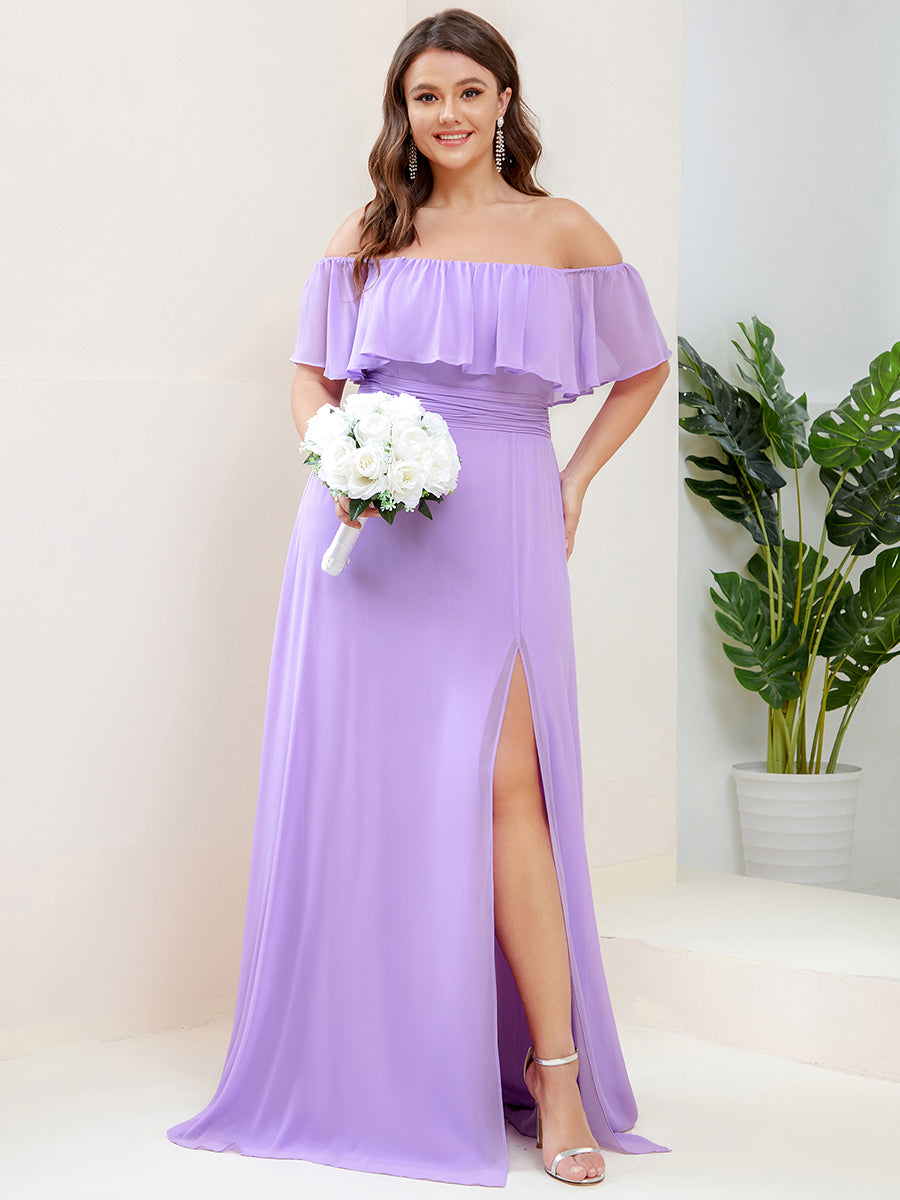 Women's Plus Size Ruffle Thigh Split Wholesale Bridesmaid Dresses