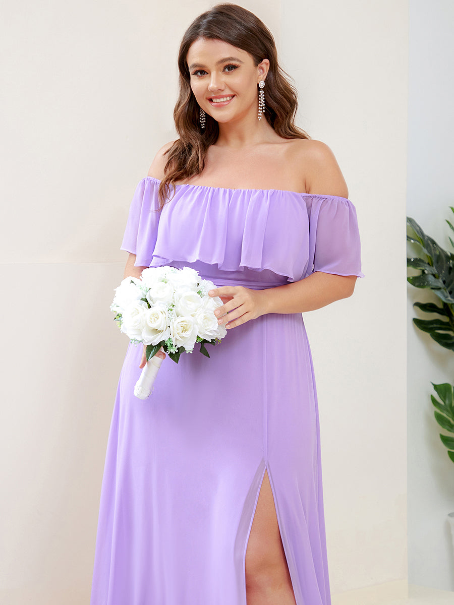 Women's Plus Size Ruffle Thigh Split Wholesale Bridesmaid Dresses