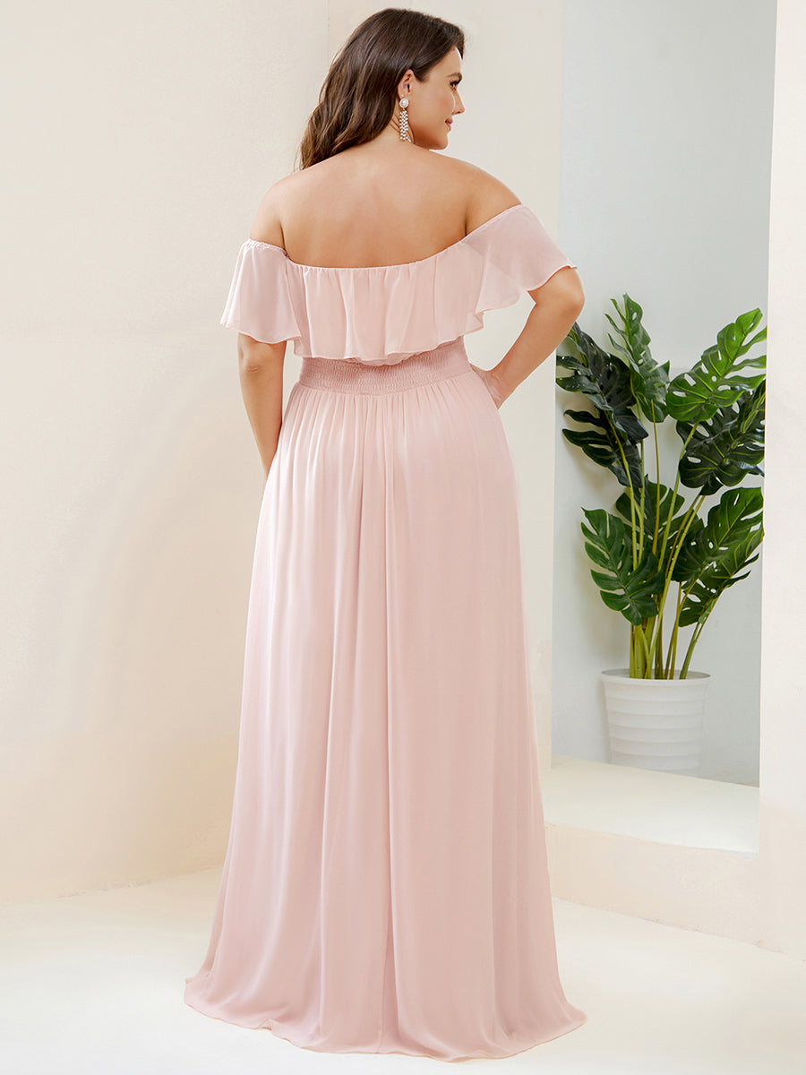 Women's Plus Size Ruffle Thigh Split Wholesale Bridesmaid Dresses