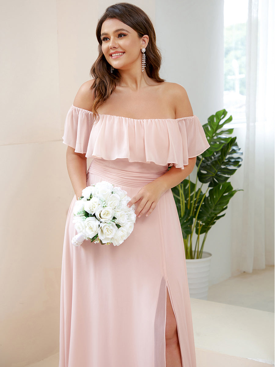 Women's Plus Size Ruffle Thigh Split Wholesale Bridesmaid Dresses