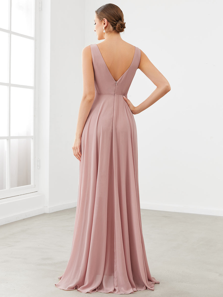 Wholesale Bridesmaid Dresses With Deep V Neck and Asymmetrical Hem