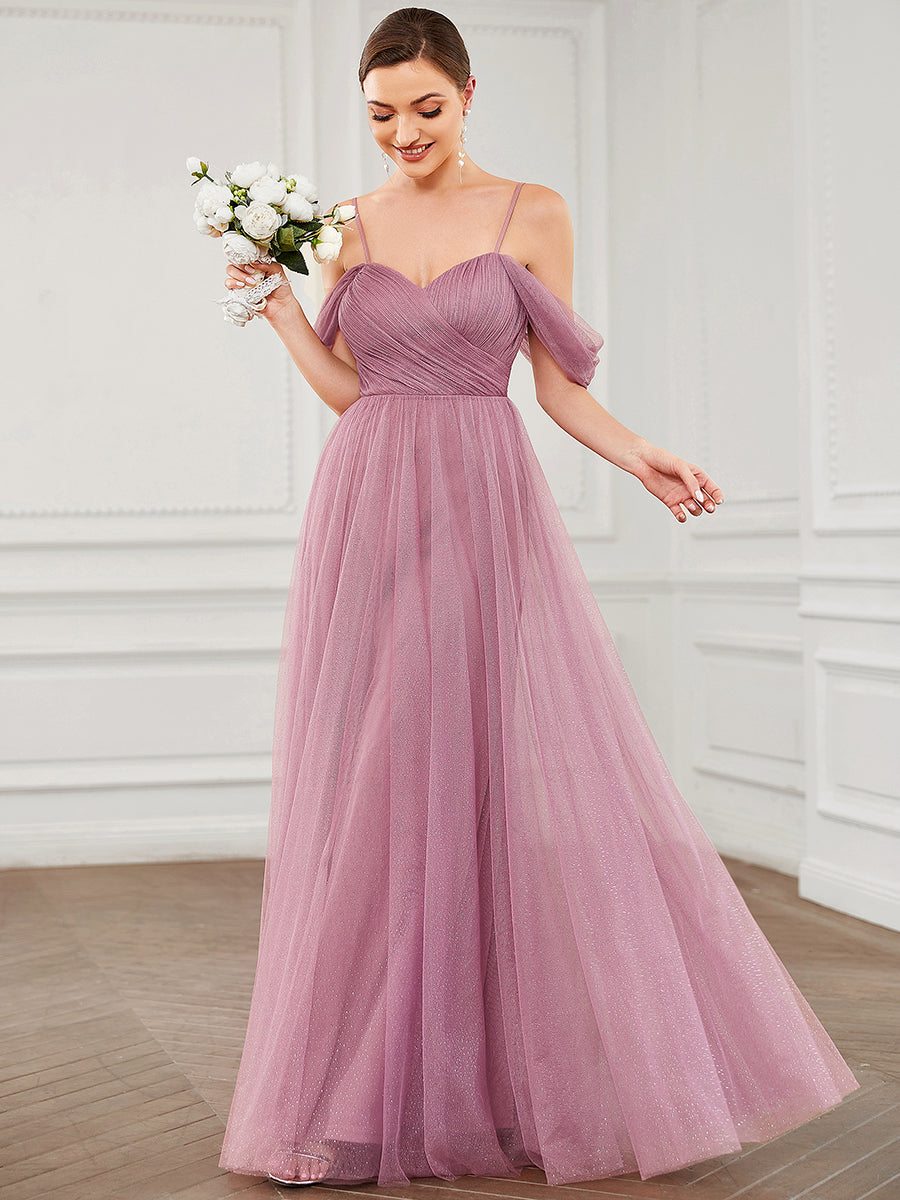 Color=Orchid | Sweetheart Neckline Spaghetti Strap Wholesale Bridesmaid Dresses-Orchid 1