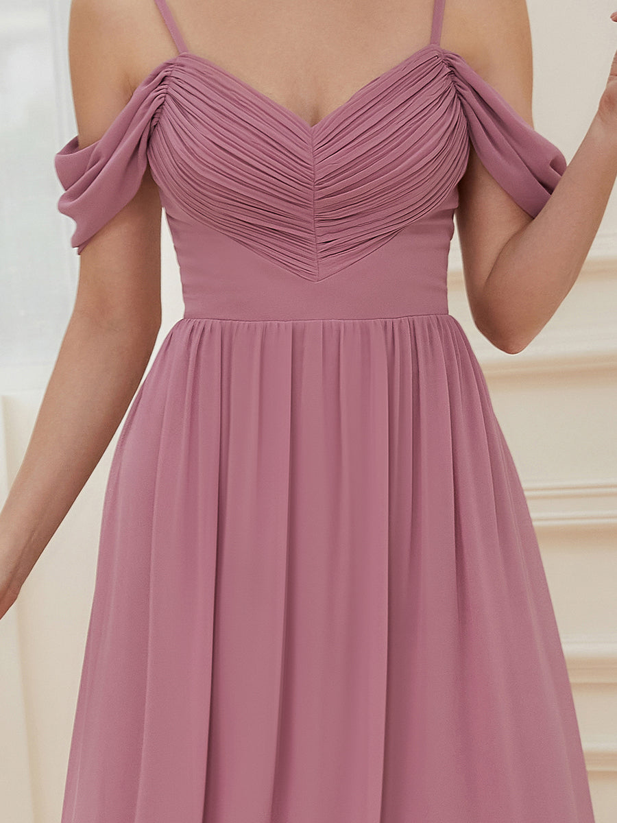 A Line Floor Length Deep V Neck Wholesale Bridesmaid Dresses