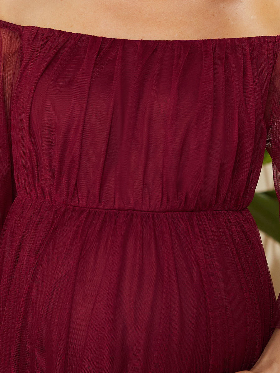 A Line Short Puff Sleeves Wholesale Maternity Dresses