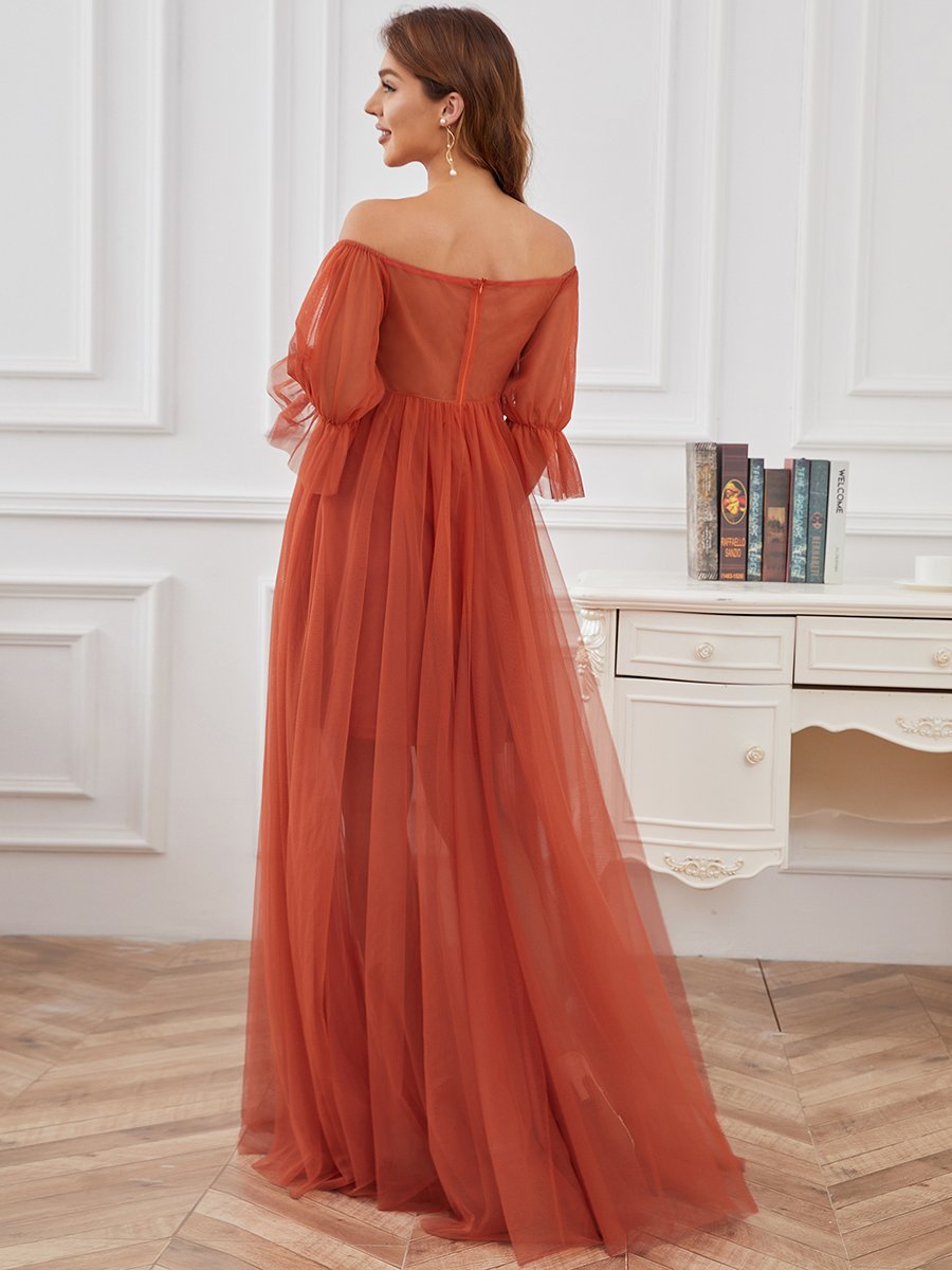 A Line Short Puff Sleeves Wholesale Maternity Dresses