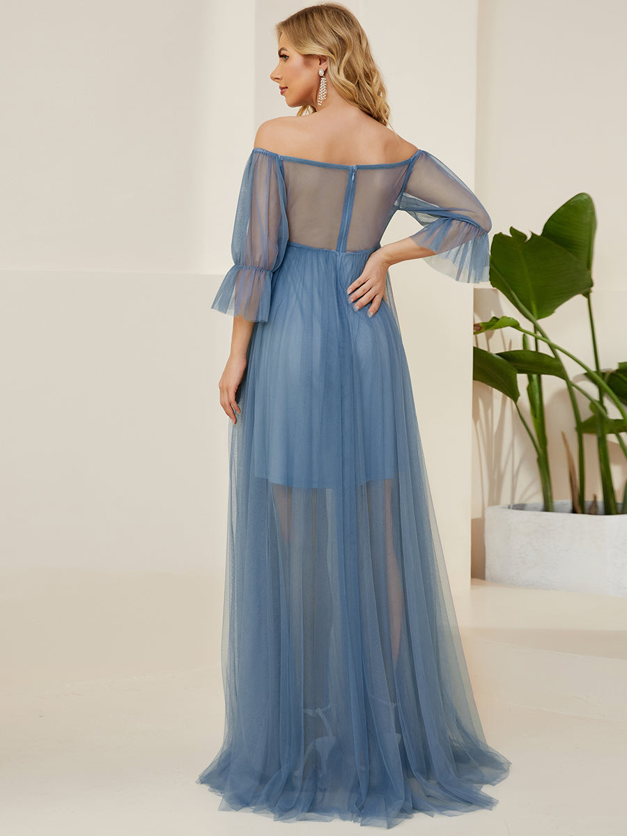 A Line Short Puff Sleeves Wholesale Maternity Dresses