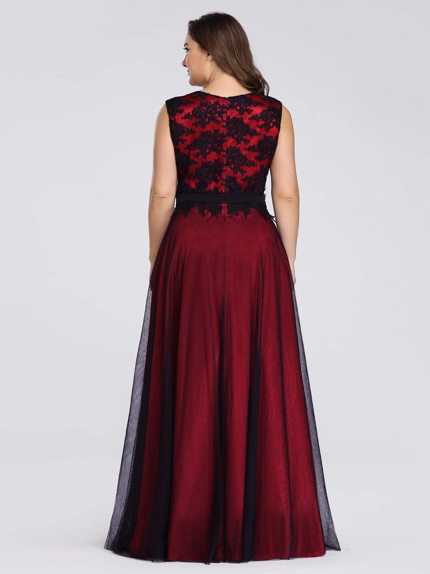 Plus Size Lace Wholsesale Evening Dresses with Black Brocade