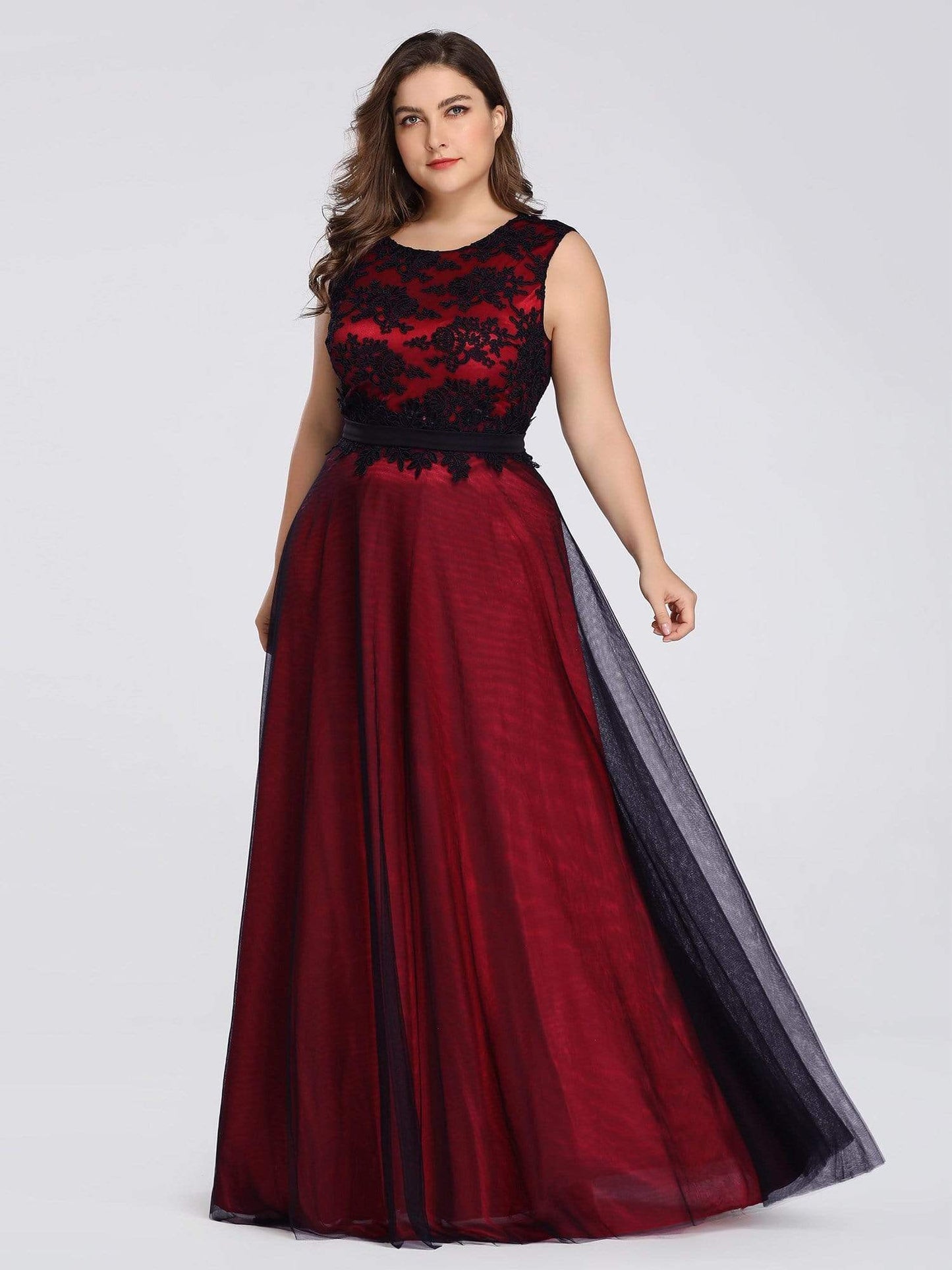 Plus Size Lace Wholsesale Evening Dresses with Black Brocade