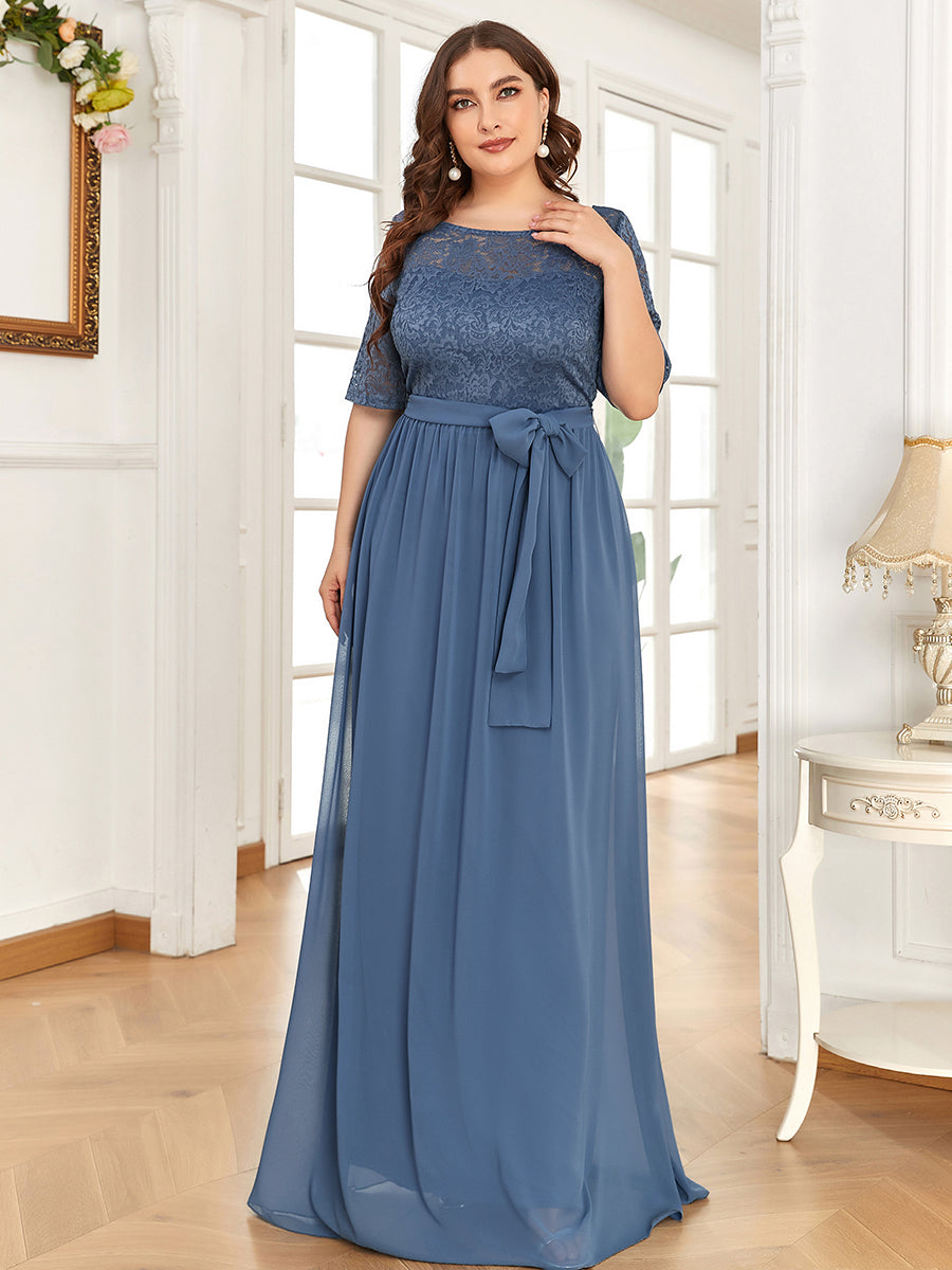Maxi Long Lace Illusion Wholesale Plus Size Mother Of Bride Dresses