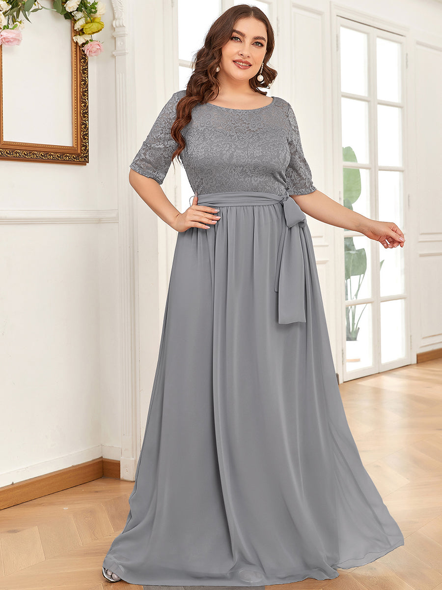 Maxi Long Lace Illusion Wholesale Plus Size Mother Of Bride Dresses