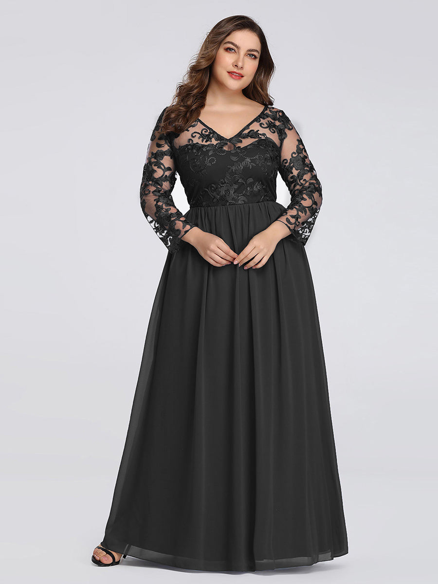 Plus Size Long Sleeve Lace Wholesale Evening Dress with Long Sleeve