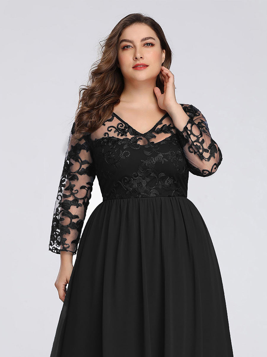 Plus Size Long Sleeve Lace Wholesale Evening Dress with Long Sleeve
