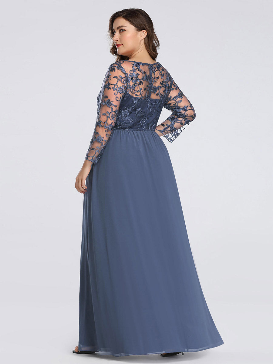 Plus Size Long Sleeve Lace Wholesale Evening Dress with Long Sleeve