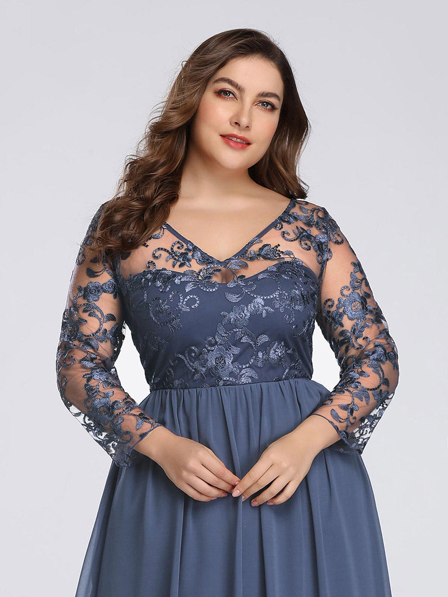 Plus Size Long Sleeve Lace Wholesale Evening Dress with Long Sleeve