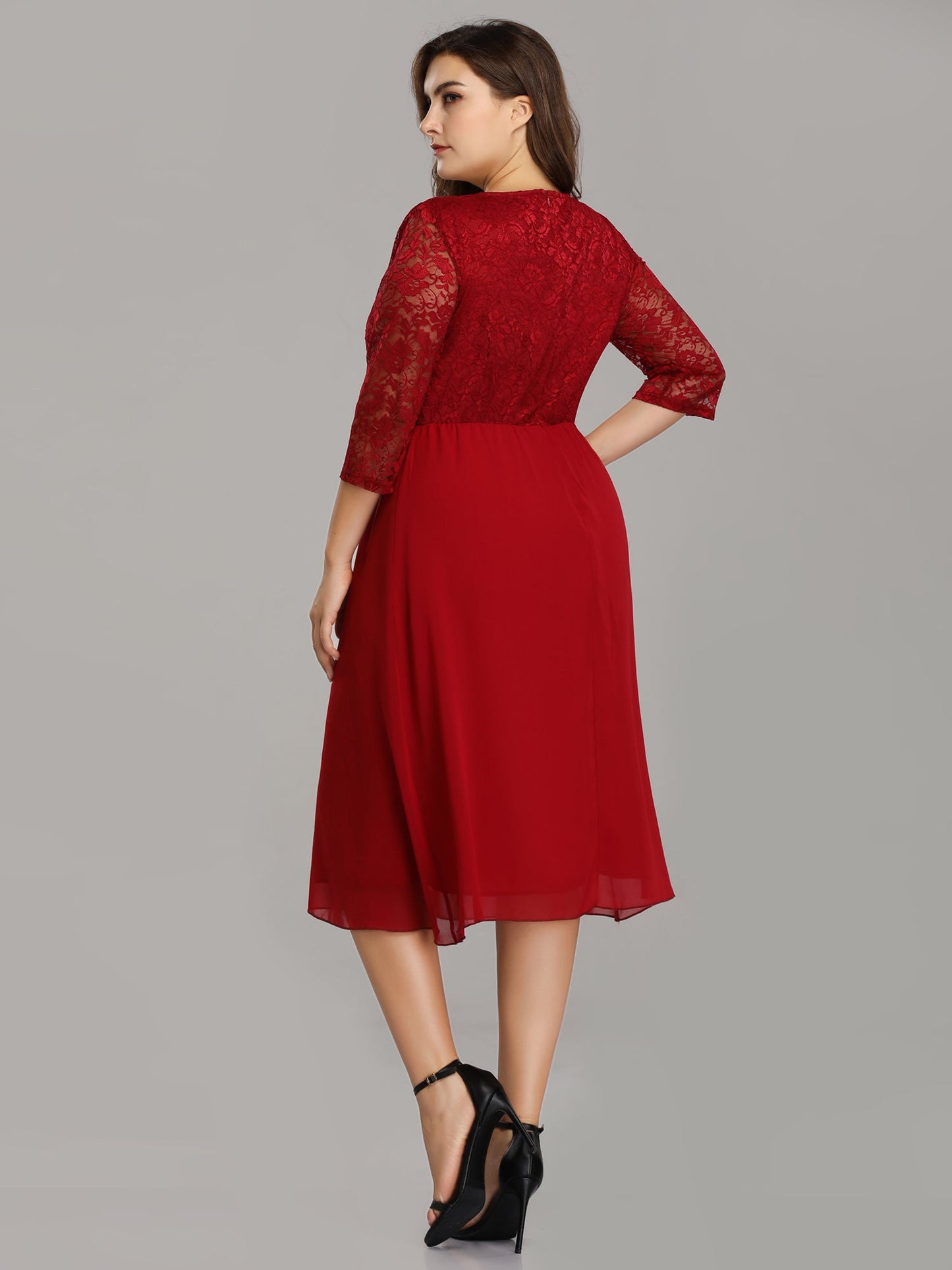 Elegant A Line Lace Cocktail Party Dress Knee Length EZ07641