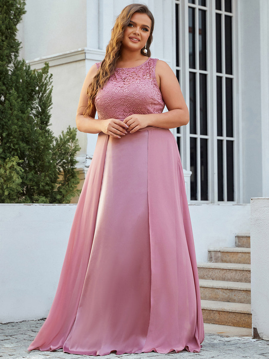 Plus Size Wholesale Chiffon Bridesmaid Dresses With Lace Top