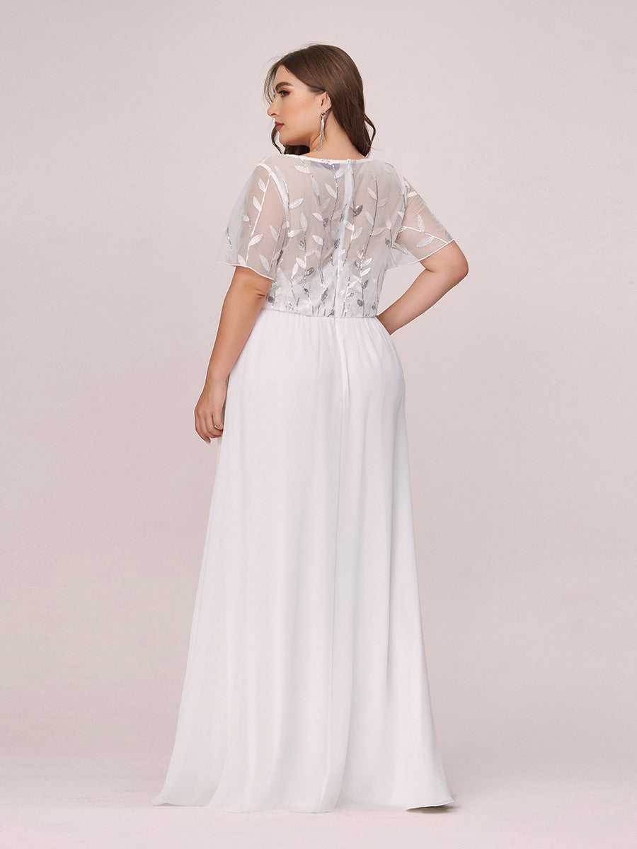 Plus Size Floral Sequin Wholesale Evening Dresses With Cap Sleeve