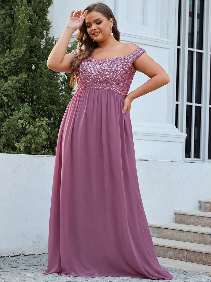 Color=Orchid | Plus Size Adorable Sweetheart Neckline A-line Wholesale Evening Dresses-Orchid 1