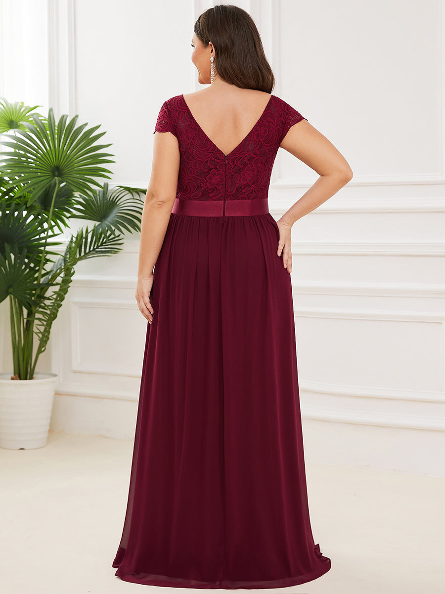 Plus Size Deep V Neck A Line Cover Sleeves Wholesale Bridesmaid Dresses