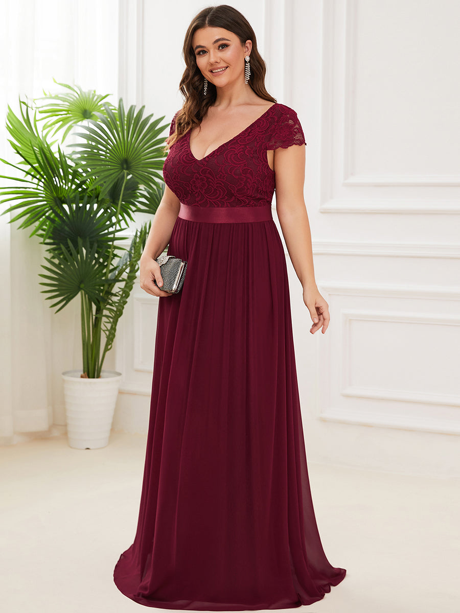 Plus Size Deep V Neck A Line Cover Sleeves Wholesale Bridesmaid Dresses
