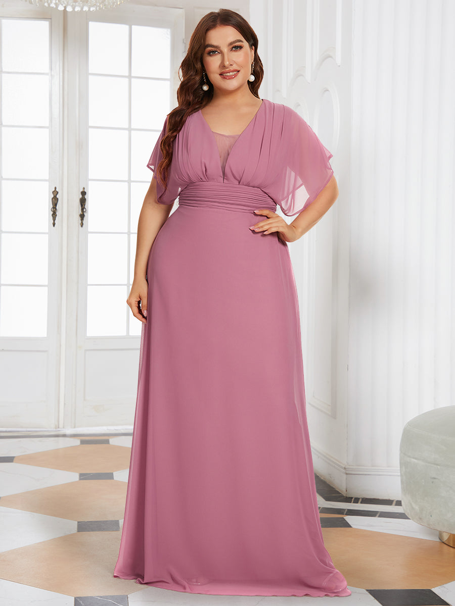 COLOR=Orchid | Plus Size Women'S A-Line Empire Waist Evening Party Maxi Dress-Orchid 1