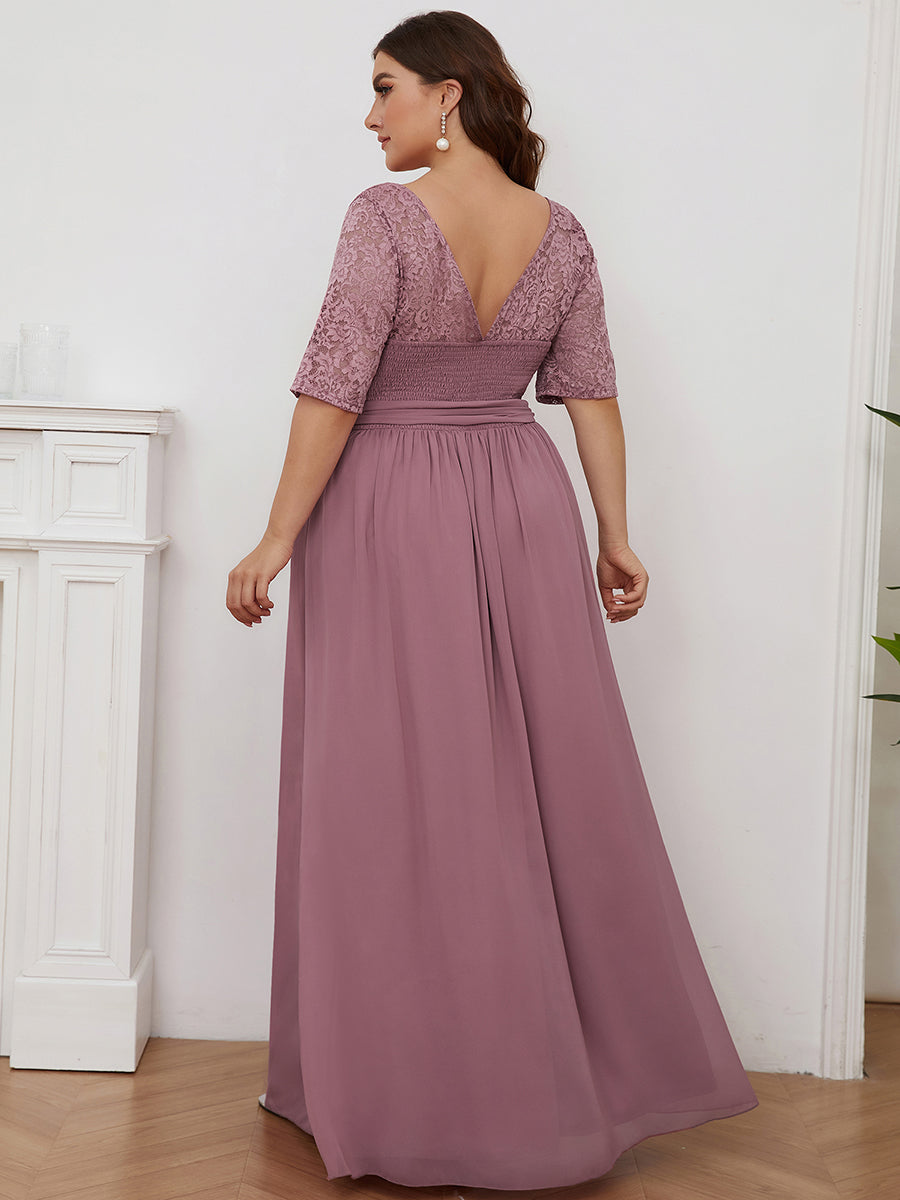Maxi Long Lace Illusion Wholesale Plus Size Mother Of Bride Dresses