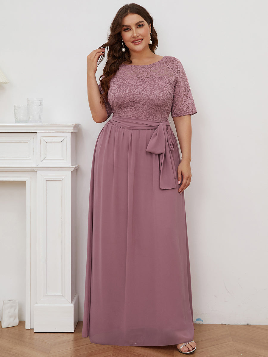 Maxi Long Lace Illusion Wholesale Plus Size Mother Of Bride Dresses